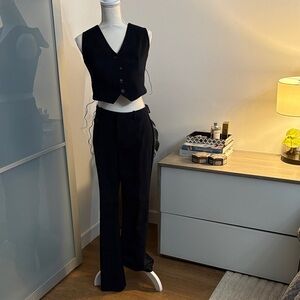 Zara navy blue Sleeveless Vest and Pants Set